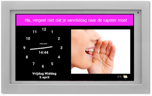 Een gesproken bericht op de DayClock