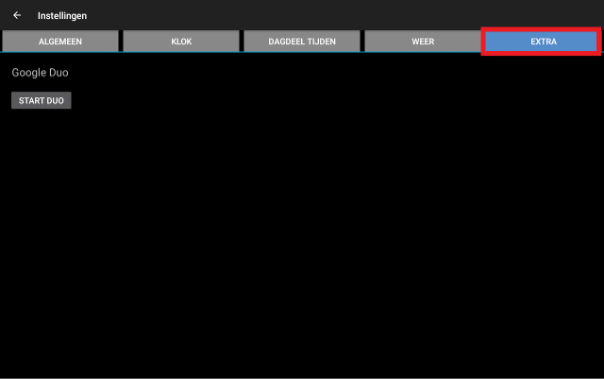 Google Duo instellingen op de Dayclock