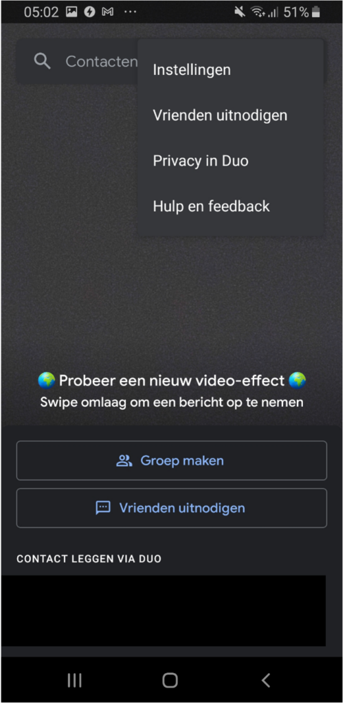 scherm op smartphone met opties