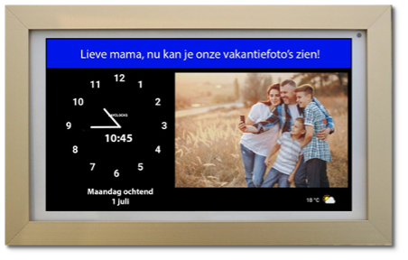 Schermweergave van Dayclock met vakantiefoto